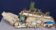 Driftwood art of sea and coastline